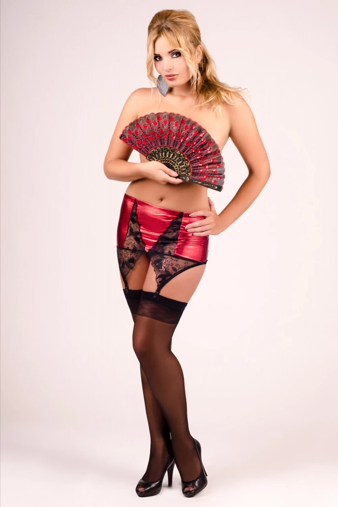 Пояс для чулок "Andalea" "под винил", красный, XXL 